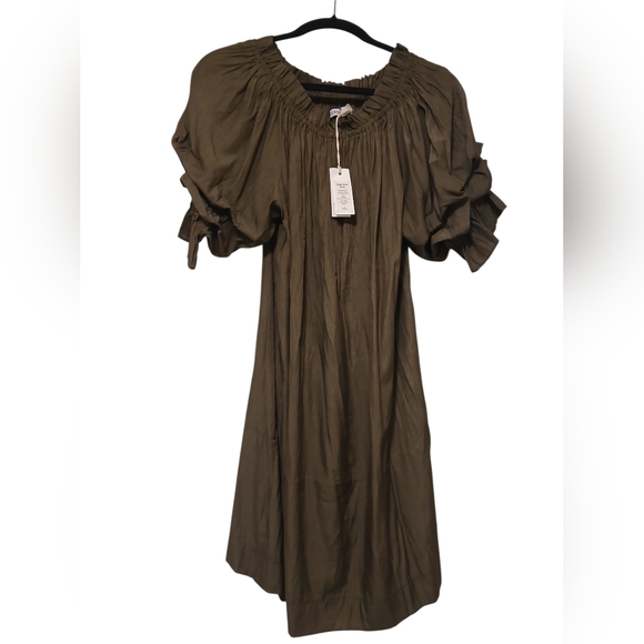 Mersea Hunter Green Fall Tulum Ruffle Dress New With Tags Size Medium - Picture 3 of 11